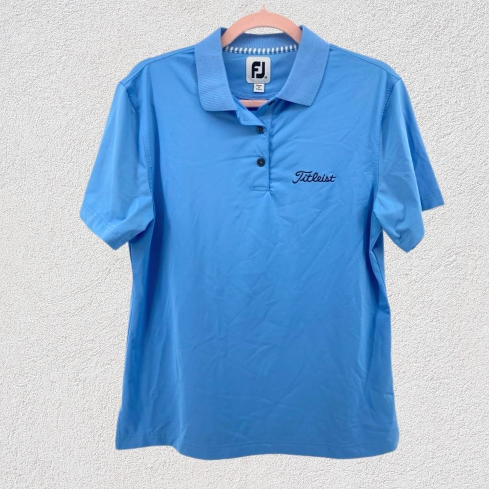 FootJoy Women Medium Golf Polo Titleist FJ Logo Blue Performance Stretch Shirt